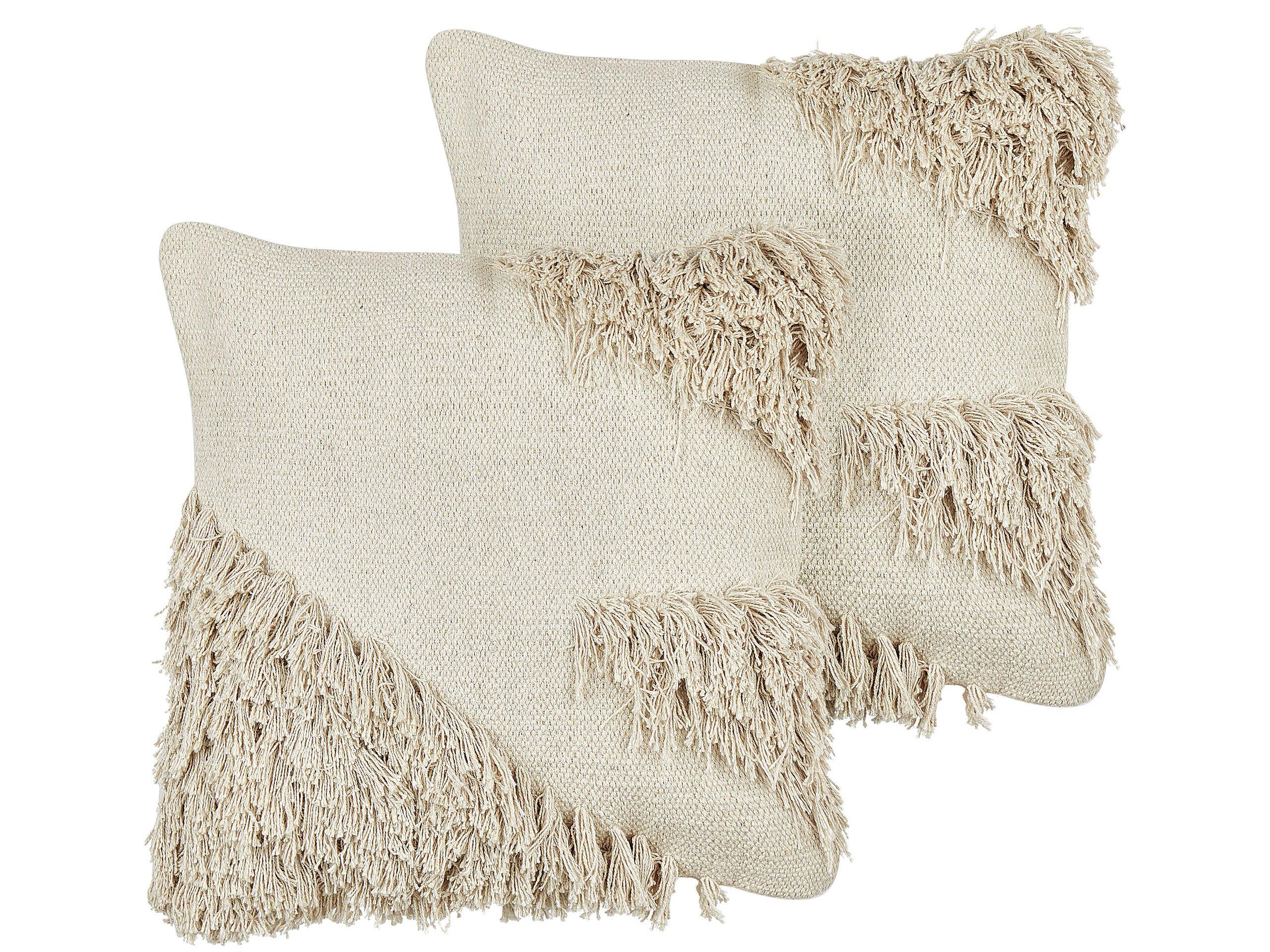 Beliani Lot de 2 coussins en Coton Boho SOURWOOD  