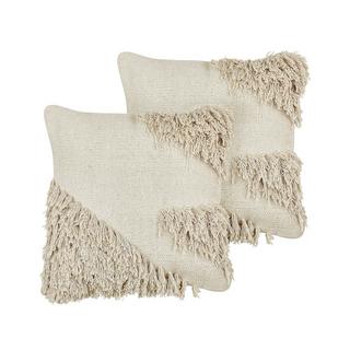 Beliani Lot de 2 coussins en Coton Boho SOURWOOD  