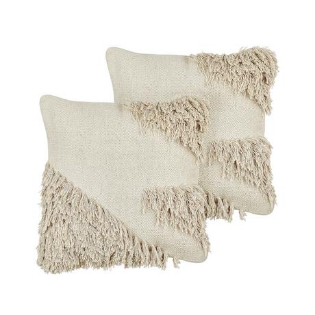 Beliani Lot de 2 coussins en Coton Boho SOURWOOD  