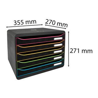 Exacompta Module de classement Big Box Plus horizon 5 tiroirs Black Office  