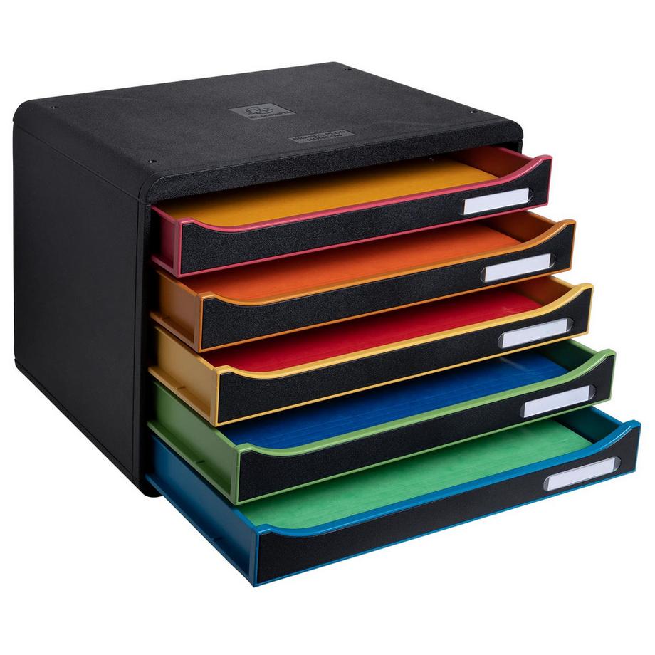 Exacompta Schubladenbox Big Box Plus Horizon, Querformat, 5 offene Schubladen, Black Office  