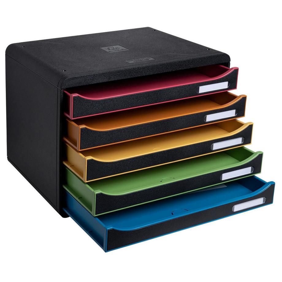 Exacompta Schubladenbox Big Box Plus Horizon, Querformat, 5 offene Schubladen, Black Office  