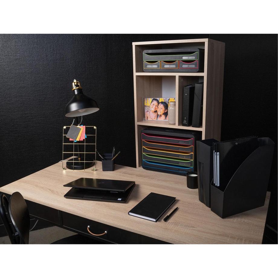 Exacompta Schubladenbox Big Box Plus Horizon, Querformat, 5 offene Schubladen, Black Office  