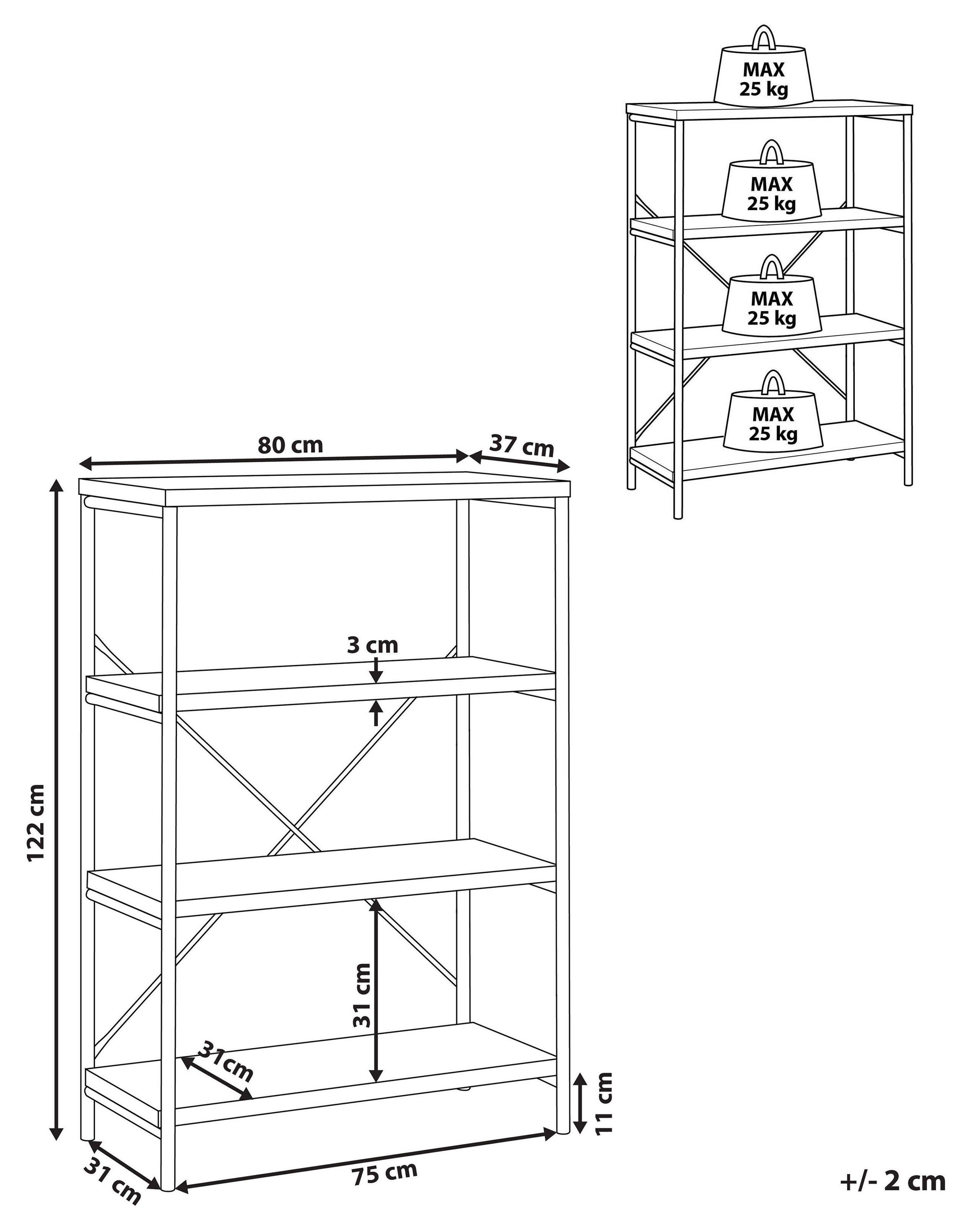 Beliani Bücherregal mit 3 Fächern aus MDF-Platte Industriell BRISBANE  