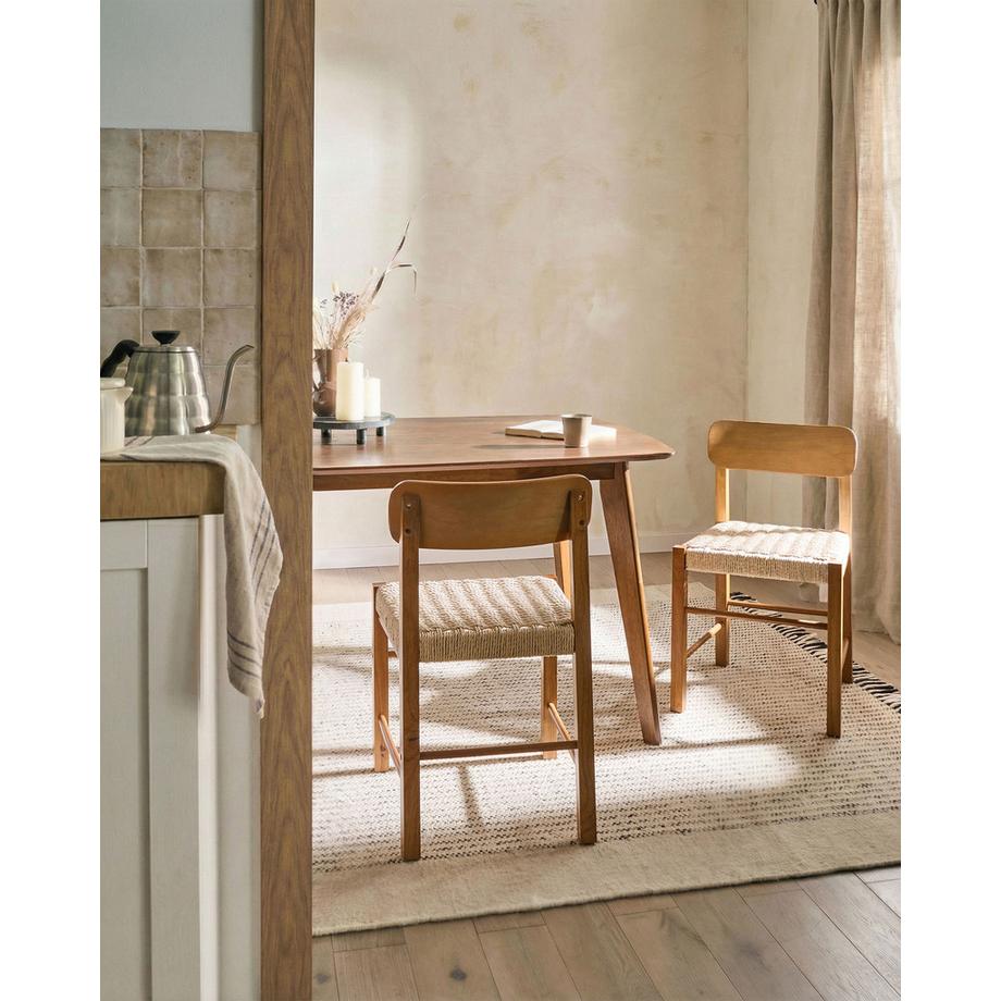 Beliani Esszimmerstuhl 2er Set aus Gummibaumholz Boho ALLOS  