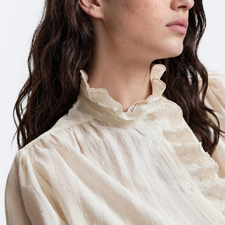 La Redoute Collections Langarmhemd mit besticktem viktorianischem Kragen  