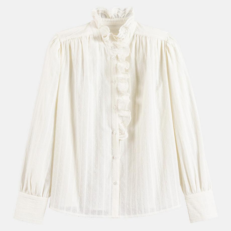 La Redoute Collections Langarmhemd mit besticktem viktorianischem Kragen  
