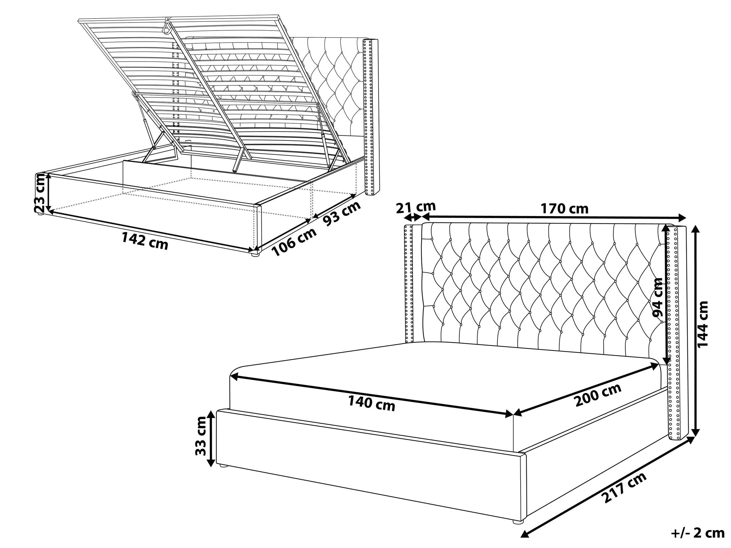 Beliani Bett mit Bettkasten aus Samtstoff Retro LUBBON  