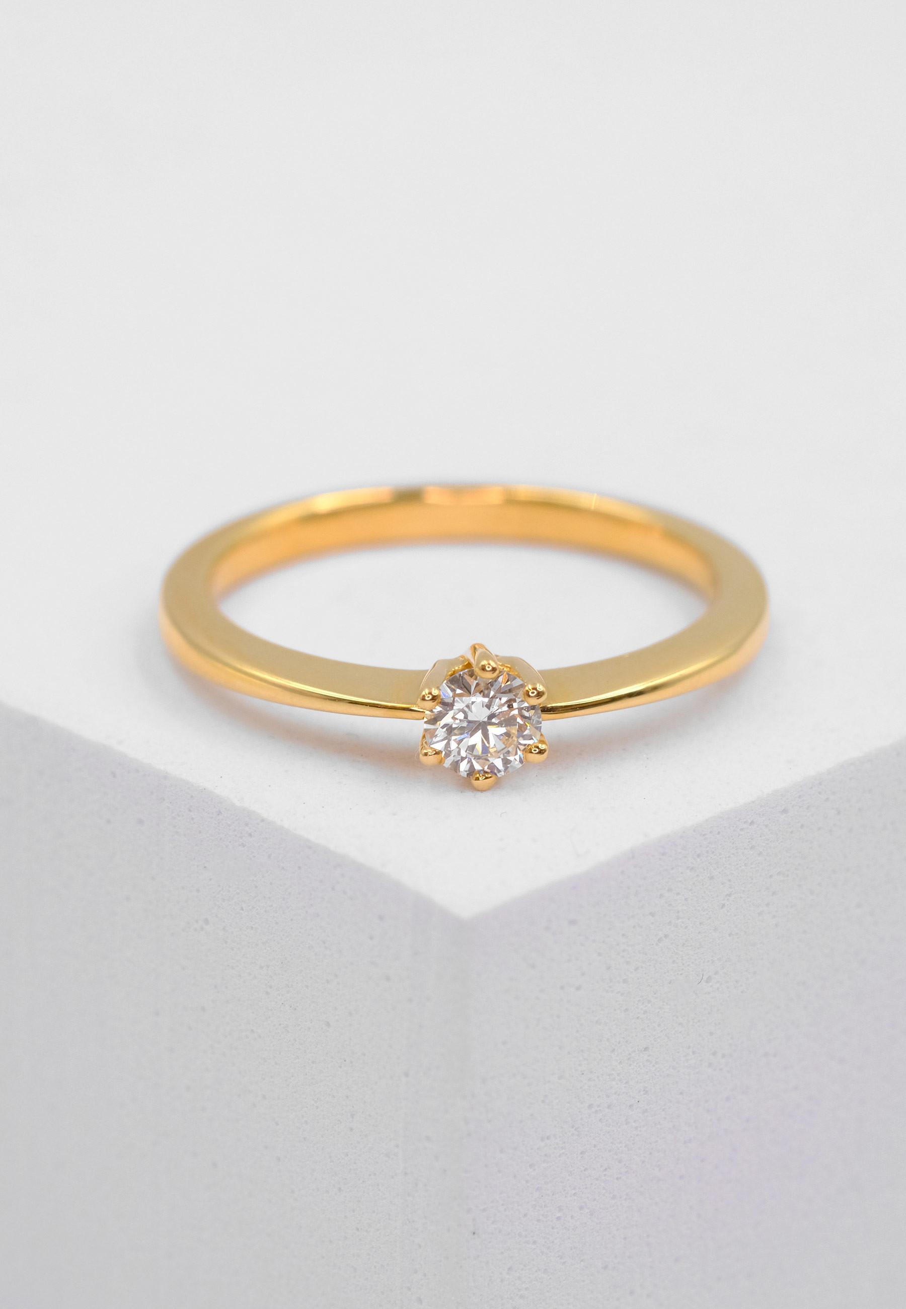 MUAU Schmuck  Solitaire Ring Diamant 0.20ct. Gelbgold 750 