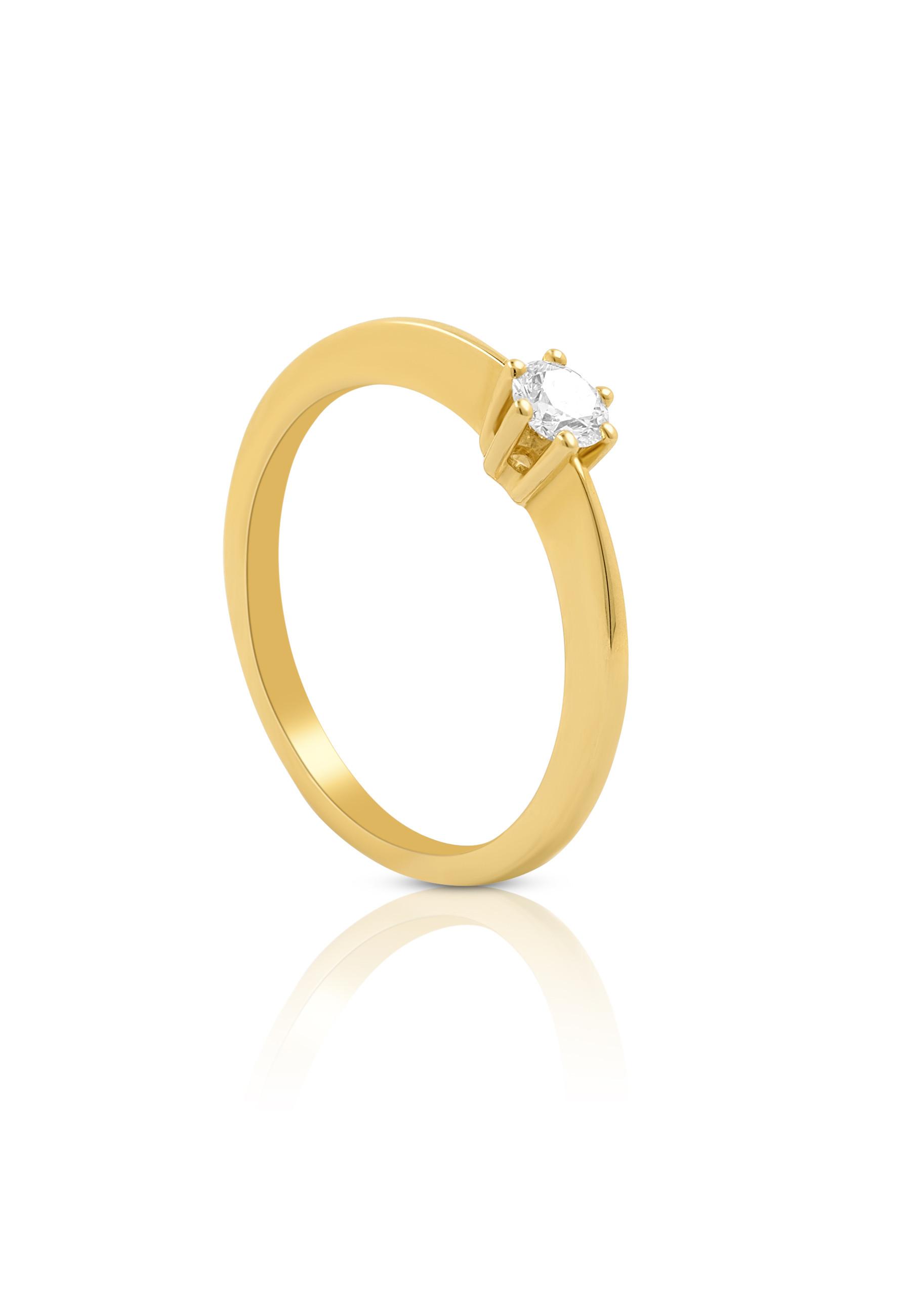 MUAU Schmuck  Solitaire Ring Diamant 0.20ct. Gelbgold 750 