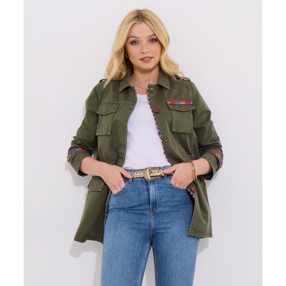 Joe Browns Bestickte Oversized Khaki-Jacke  