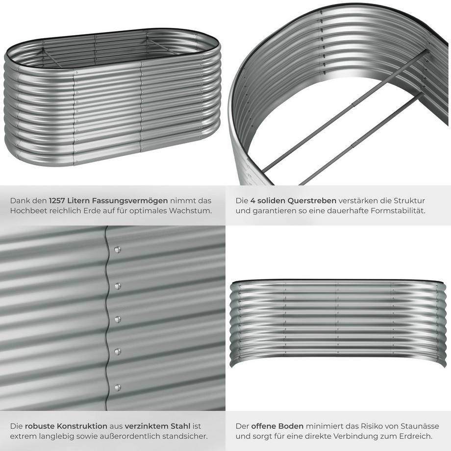 Tectake Carré potager FLORMMA en acier galvanisé  