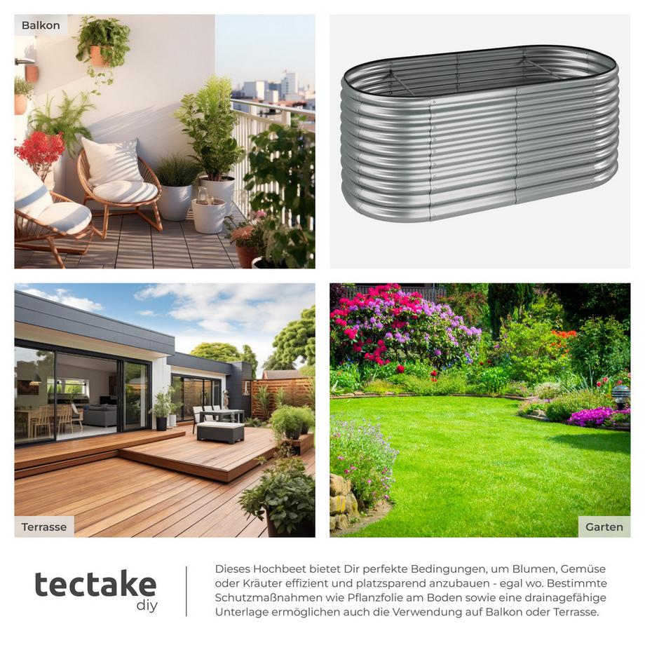 Tectake Carré potager FLORMMA en acier galvanisé  