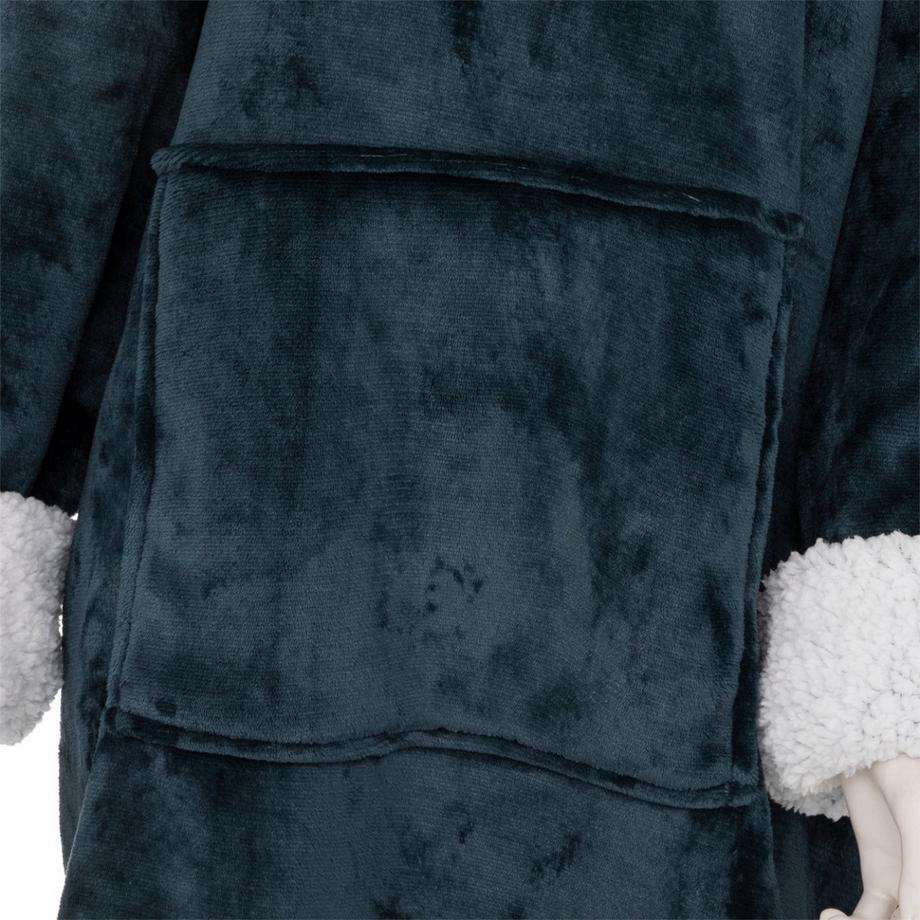 Atmosphera Hoodie Plaid Couverture à Manches Bleu  