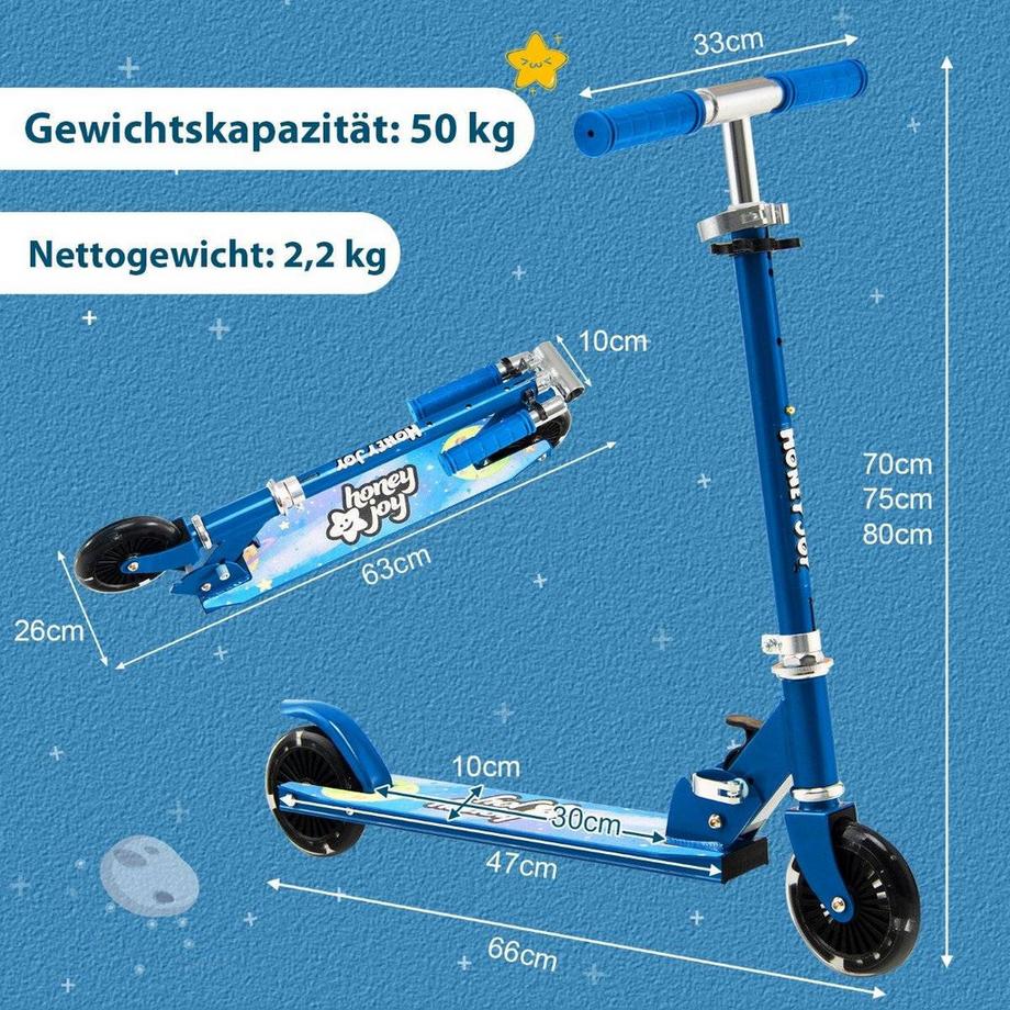 Northix  Kinderroller 2-Rad-Tretroller mit Blinkenden Rädern Stand- und Cruise-Kleinkindspielzeug 