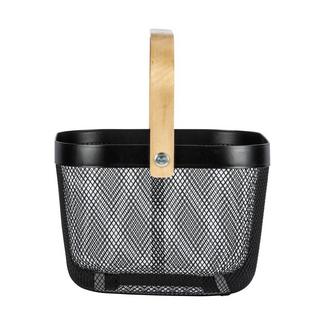 WENKO  WENKO 24755100 panier à linge Carré Bambou, Acier Bambou, Noir 