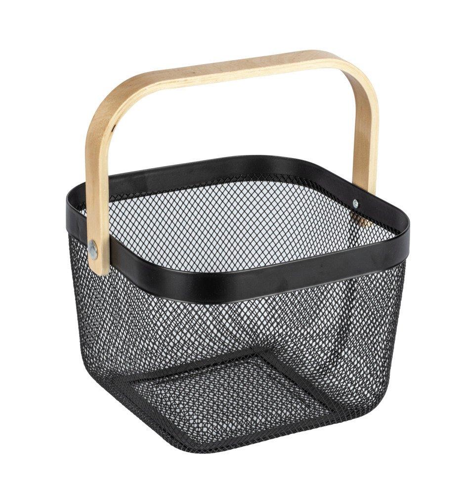 WENKO  WENKO 24755100 panier à linge Carré Bambou, Acier Bambou, Noir 