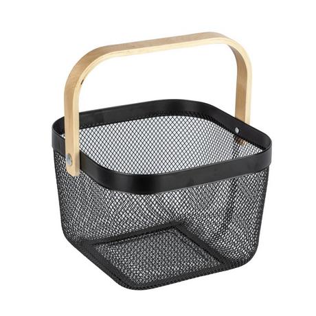 WENKO  WENKO 24755100 panier à linge Carré Bambou, Acier Bambou, Noir 