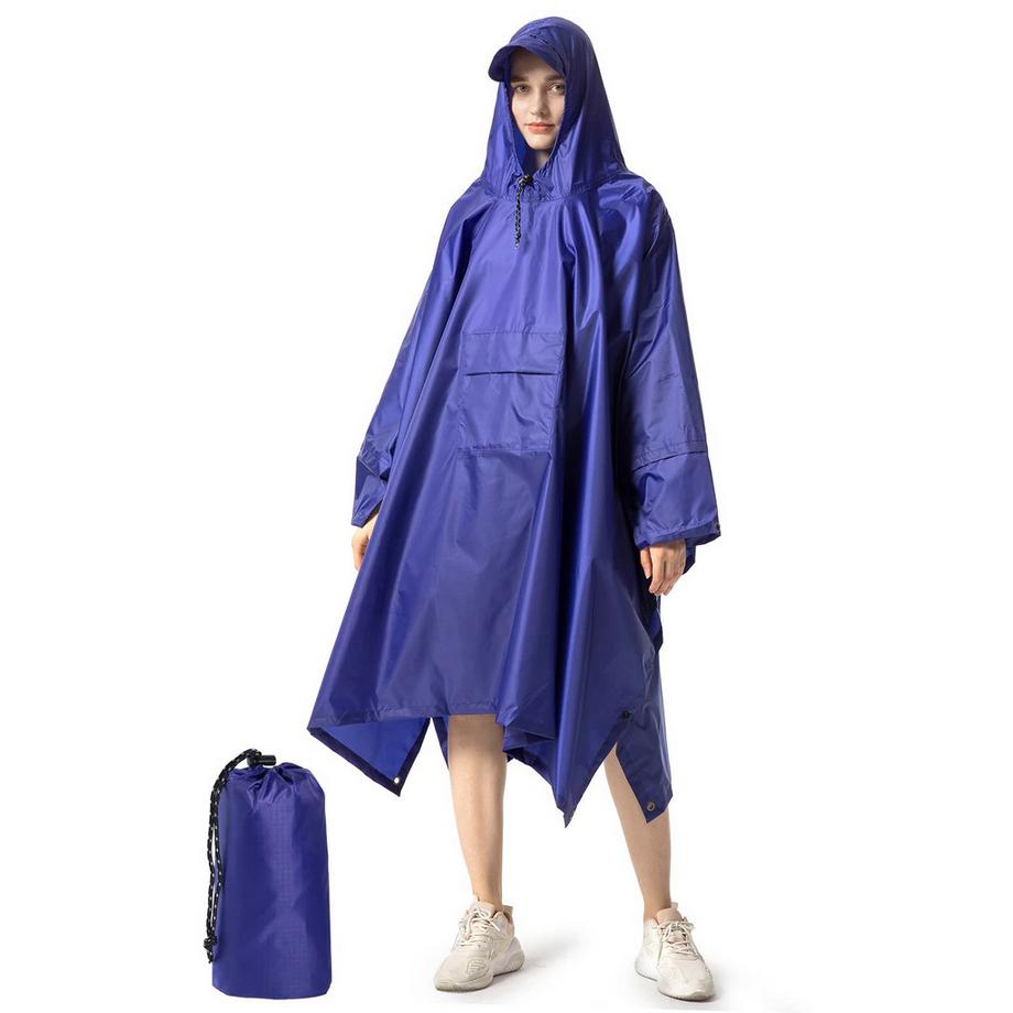 Regencape Regenmantel Regenjacke Wasserdicht Wandern Radfahren Outdoor 3in1 Mehrzweck