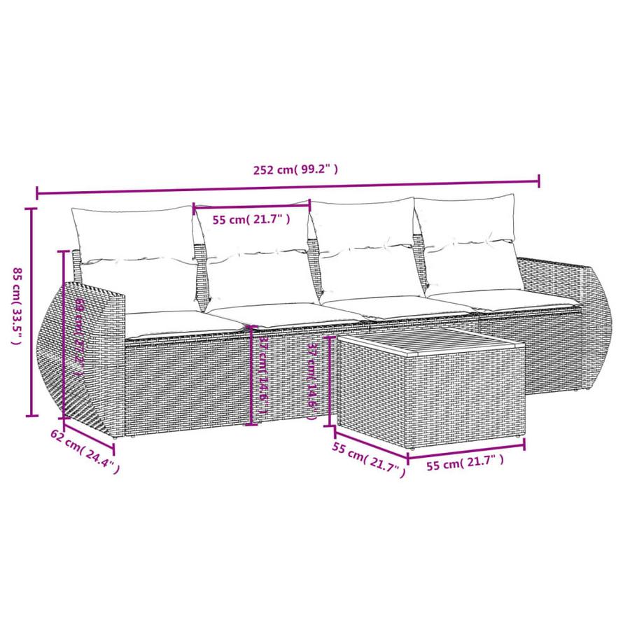 VidaXL set divano da giardino Polirattan  