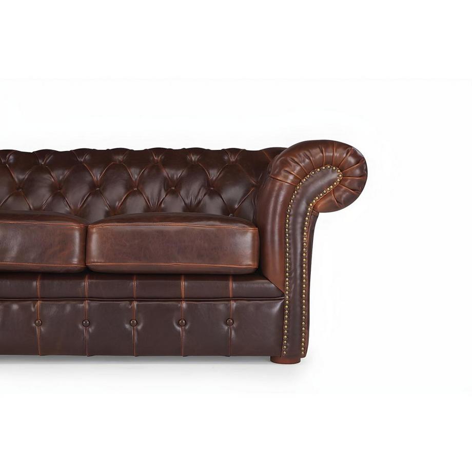 Vente-unique Canapé 2 places chesterfield CLOTAIRE 100% cuir vieilli  