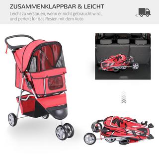 Northio  Passeggino Per Cani Passeggino Per Cani Multicolore Da Passeggio, Leggero E Pieghevole, Per Cani E Gatti, Rosso 