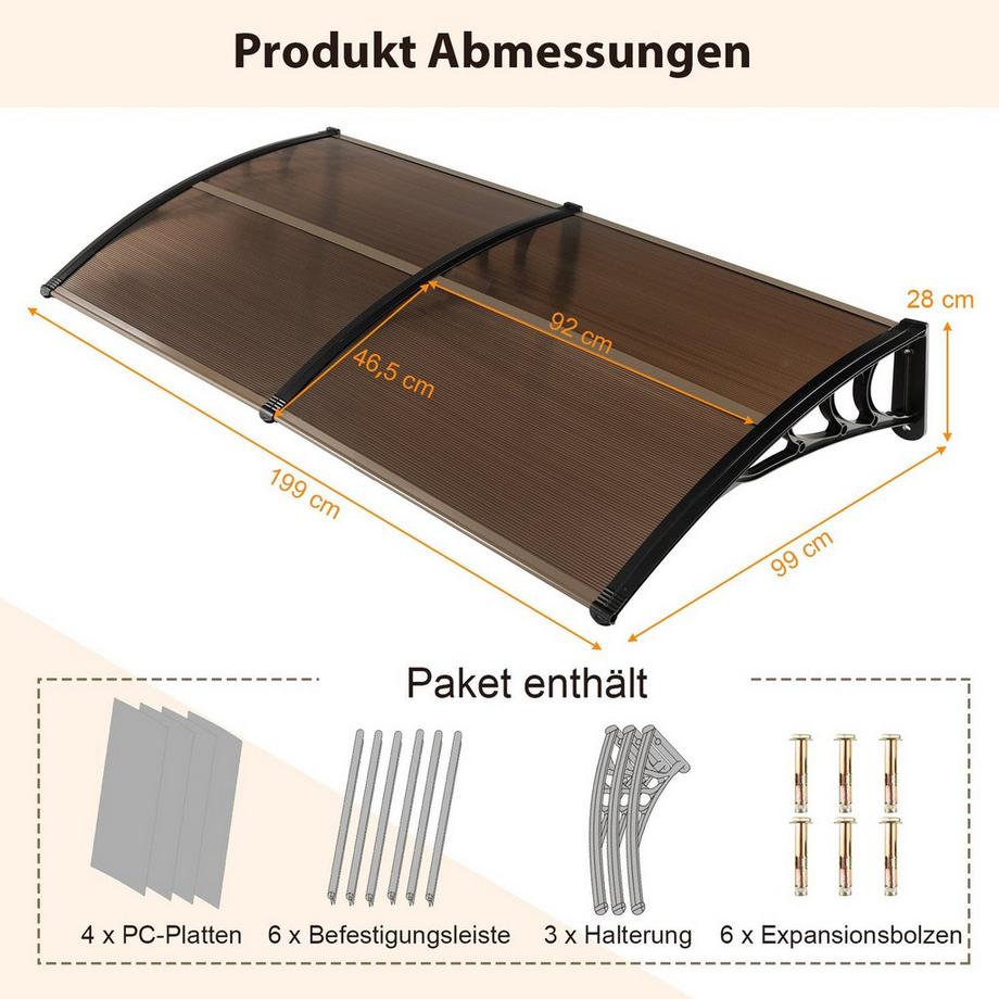 Northix Türvordach – Wetterbeständig  