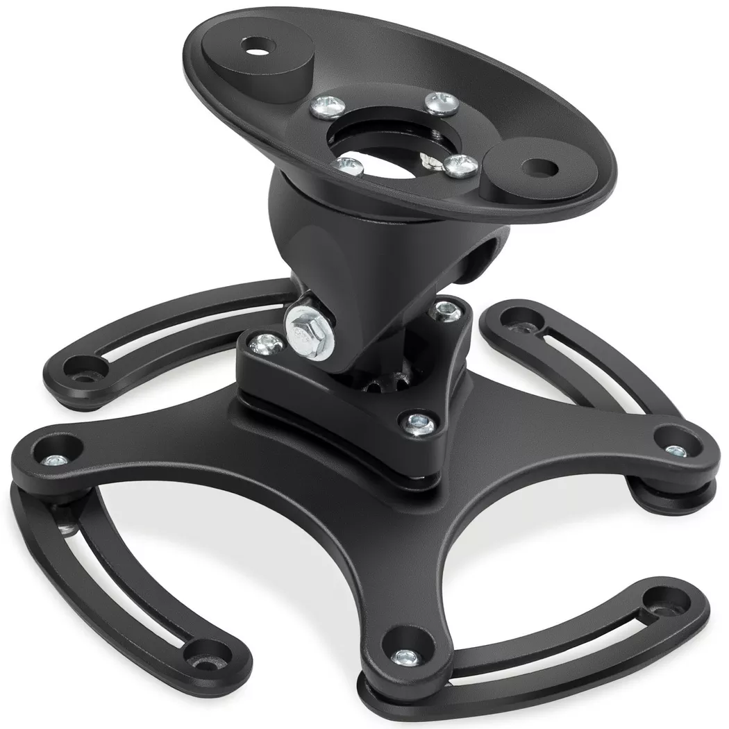 Tectake - Universal Beamer-Deckenhalterung aus Aluminium  mit 360° Kugelgelenk bis 25° neigbar, Charcoal Black