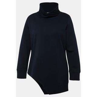 Ulla Popken  Sweat-shirt long en coton bio. Découpe, manches longues et col montant. 