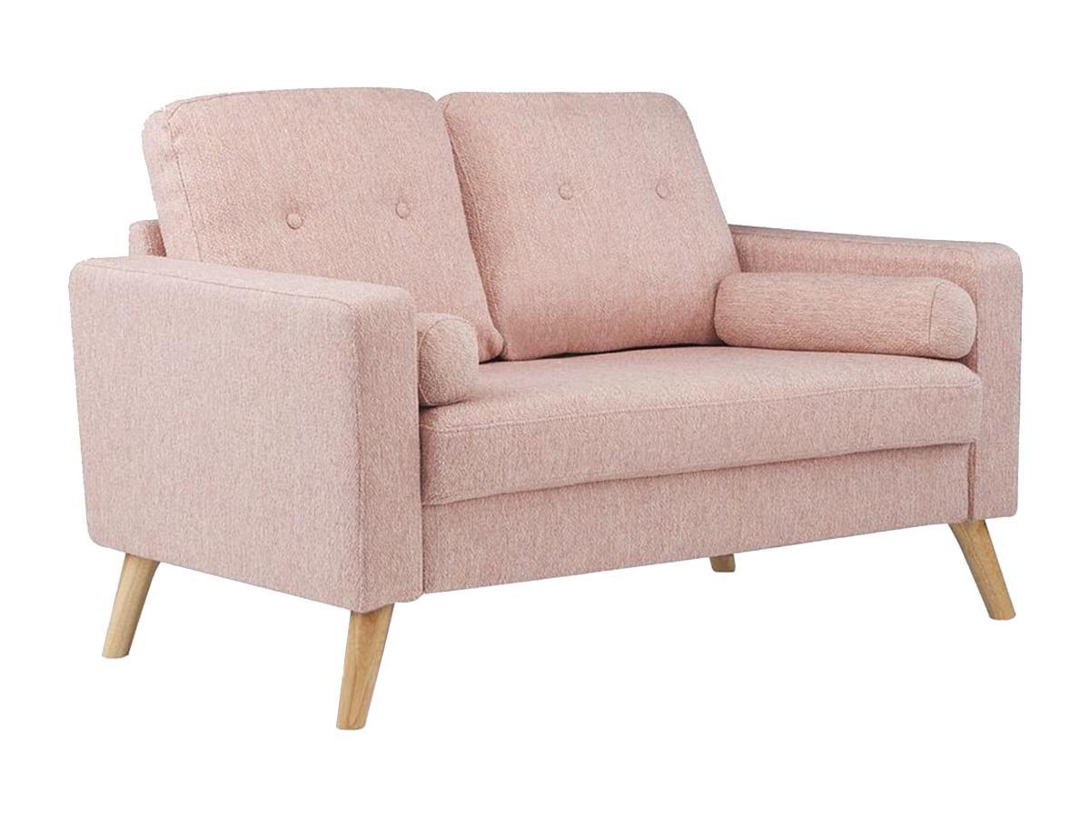 Vente-unique 2SitzerSofa Stoff mit WolleOptik Rosa TATUM  