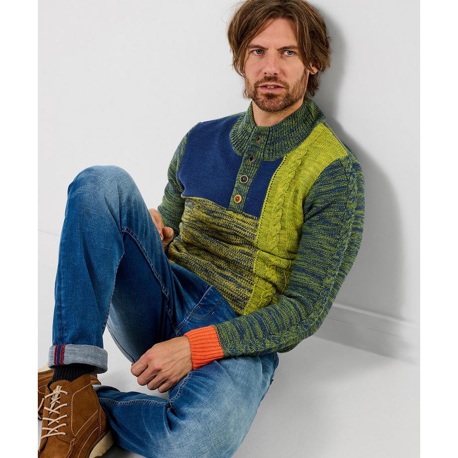 Joe Browns Strickpullover Trichterhals Kontrastfarben  