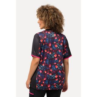 Ulla Popken  T-shirt technique pour le cyclisme, col montant, zip, manches courtes 