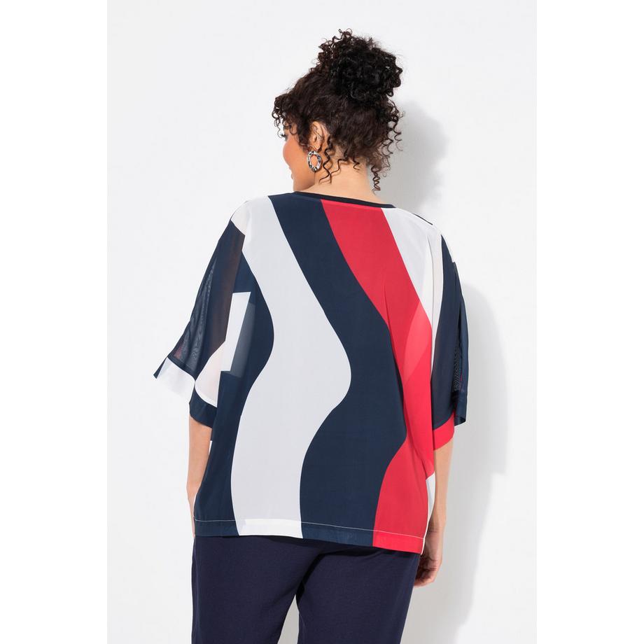 Ulla Popken Tunique en Mousseline Double Couche Col V Manches 3/4  