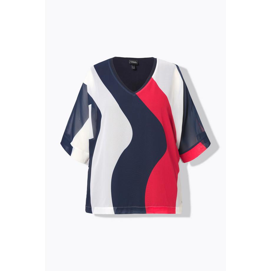 Ulla Popken Tunique en Mousseline Double Couche Col V Manches 3/4  