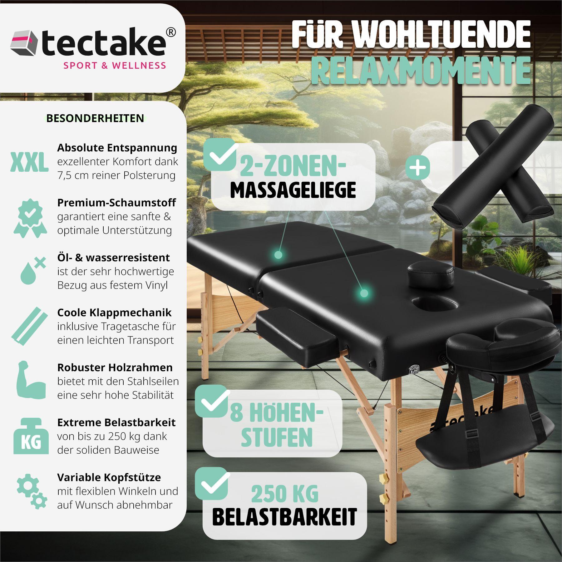 Tectake Table de massage Pliante 2 Zones 7,5 cm d'épaisseur  
