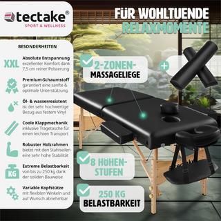 Tectake Table de massage Pliante 2 Zones 7,5 cm d'épaisseur  