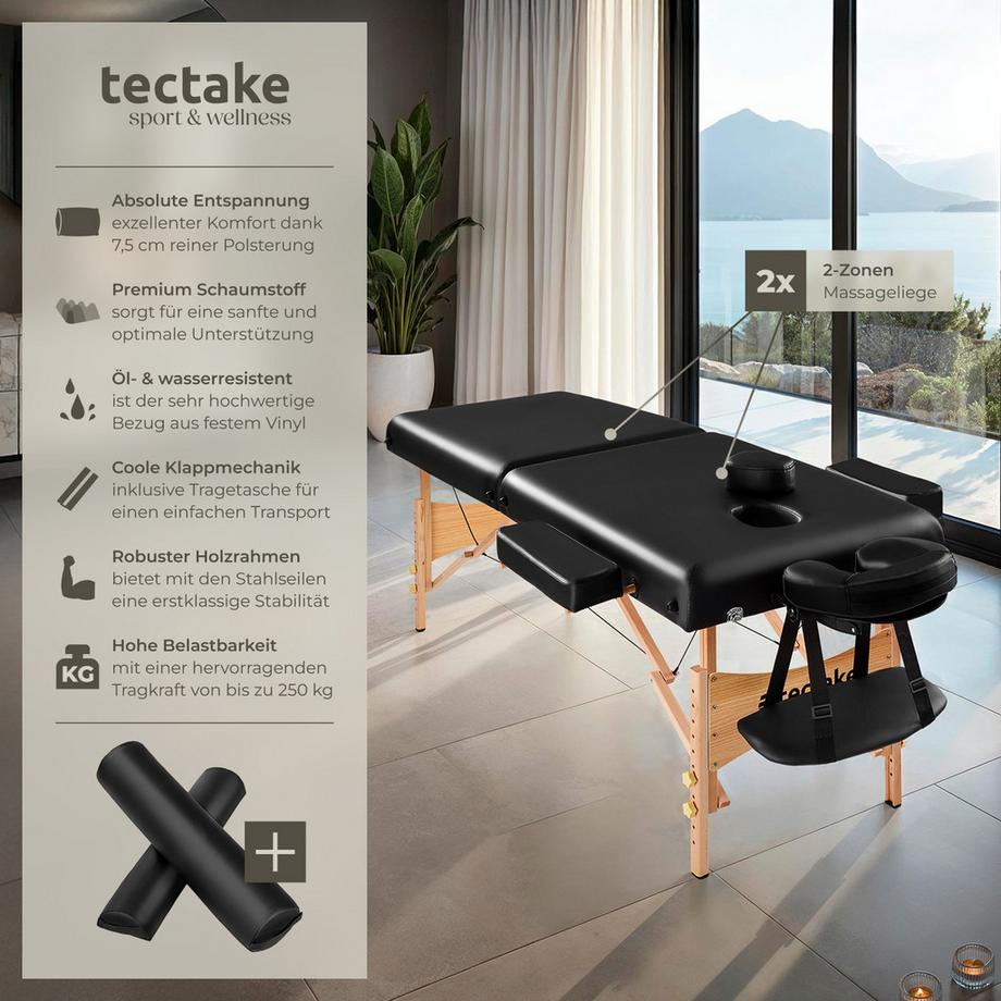 Tectake Set lettino da massaggio a 2 zone Suman Larghezza 59 cm,Imbottitura 7,5 cm  