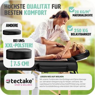 Tectake lettino da massaggio a 2 zone, 7,5 cm di imbottitura + rulli + borsa  