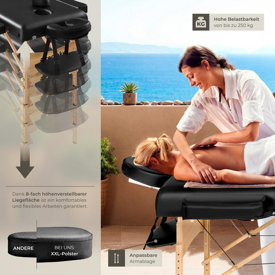 Tectake Set lettino da massaggio a 2 zone Suman Larghezza 59 cm,Imbottitura 7,5 cm  