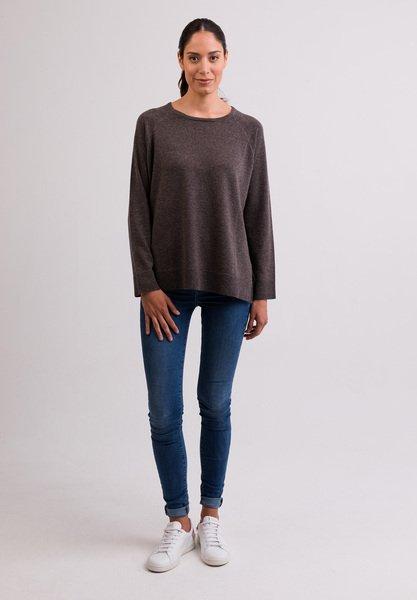 CASH-MERE.CH Pull Col Rond Cachemire avec Fentes Latérales  