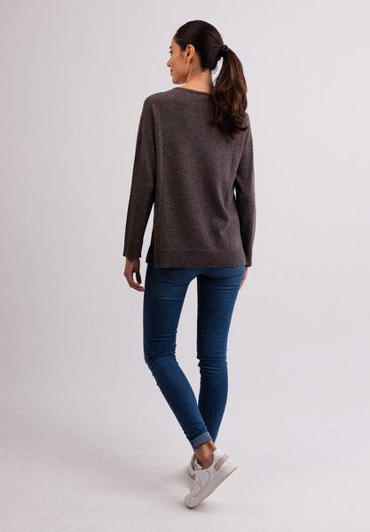 CASH-MERE.CH Pull Col Rond Cachemire avec Fentes Latérales  