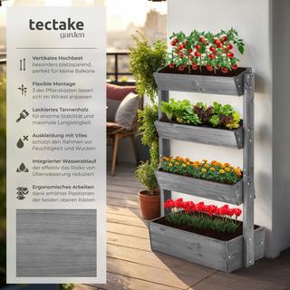 Tectake Jardinière verticale FLORA 4 niveaux dont 3 avec fonction d’inclinaison  