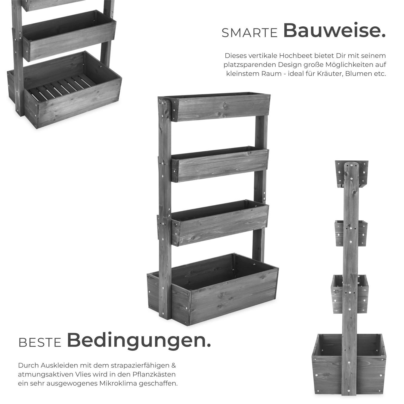 Tectake Jardinière verticale FLORA 4 niveaux dont 3 avec fonction d’inclinaison  