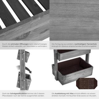 Tectake Jardinière verticale FLORA 4 niveaux dont 3 avec fonction d’inclinaison  