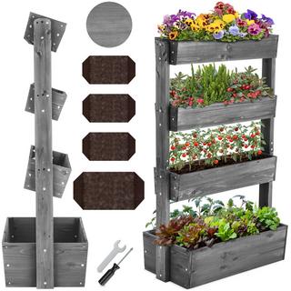 Tectake Jardinière verticale FLORA 4 niveaux dont 3 avec fonction d’inclinaison  