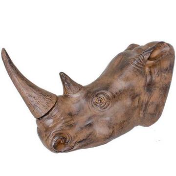Déco murale bois de rhinocéros marron antique