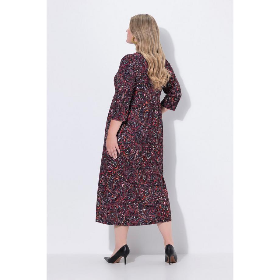 Ulla Popken Abito Lungo Jersey Linea ad A Girocollo Maniche 3/4 con Tasche  