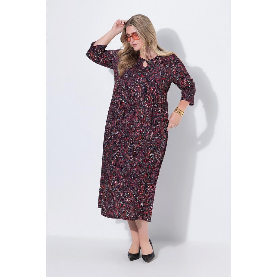 Ulla Popken Abito Lungo Jersey Linea ad A Girocollo Maniche 3/4 con Tasche  