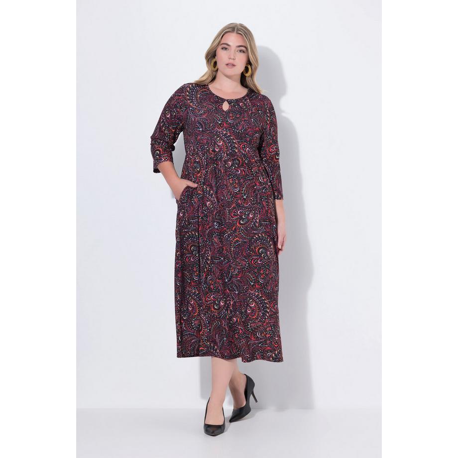 Ulla Popken Abito Lungo Jersey Linea ad A Girocollo Maniche 3/4 con Tasche  