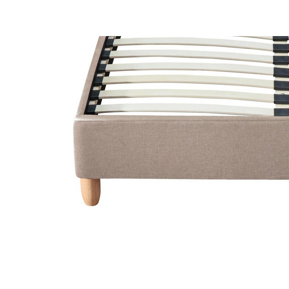 Vente-unique Lit 160 x 200 cm avec tête de lit capitonnée - Tissu - Beige - ELIDE  